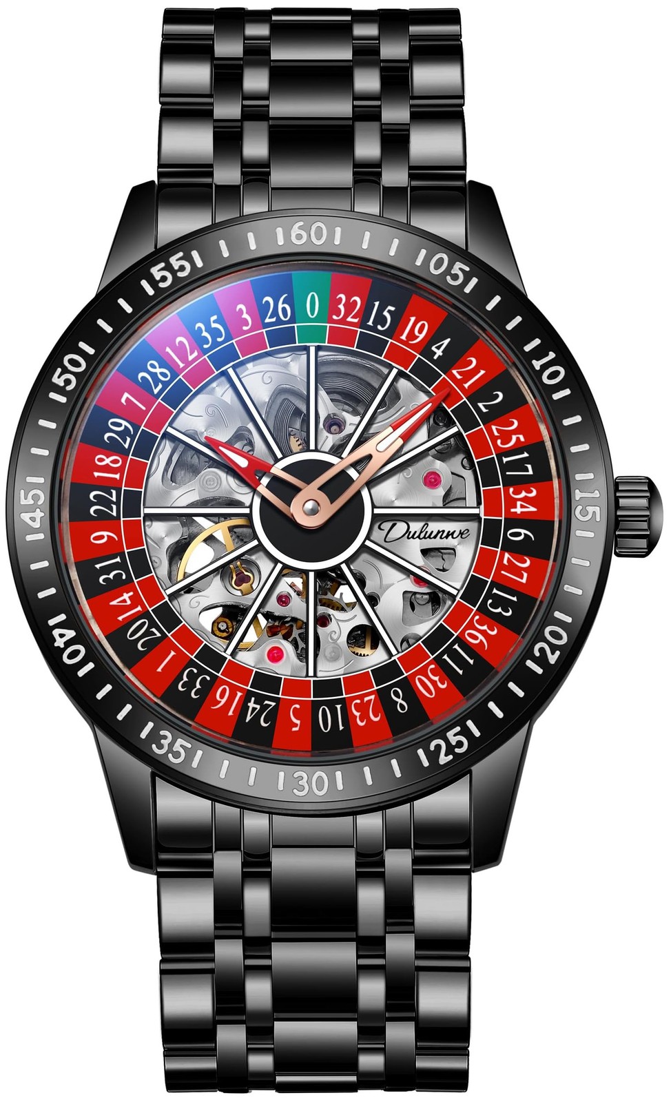 Roulette Wheel Men’s Watches Automatic Mechanical Watch for Men Swinging Rota…