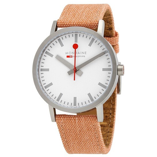 MONDAINE SWISS WHITE DIAL RAILWAYS CLASSIC 40mm WATCH A660.30360.17SBF NWT