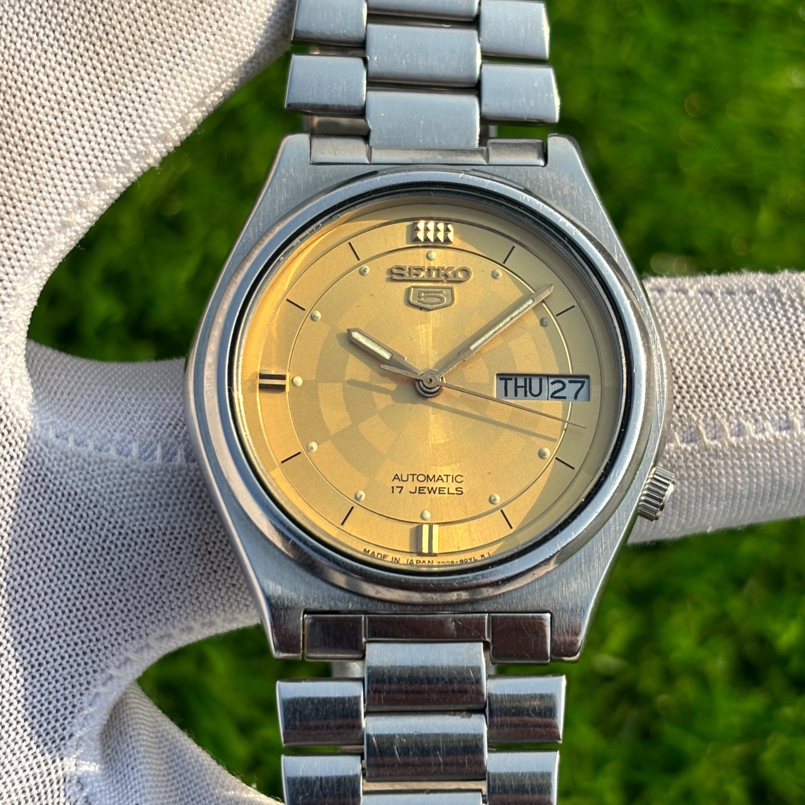Vintage Seiko 5 Golden Sunburst Dial Automatic Japan Made Men’s Watch 7009-3171