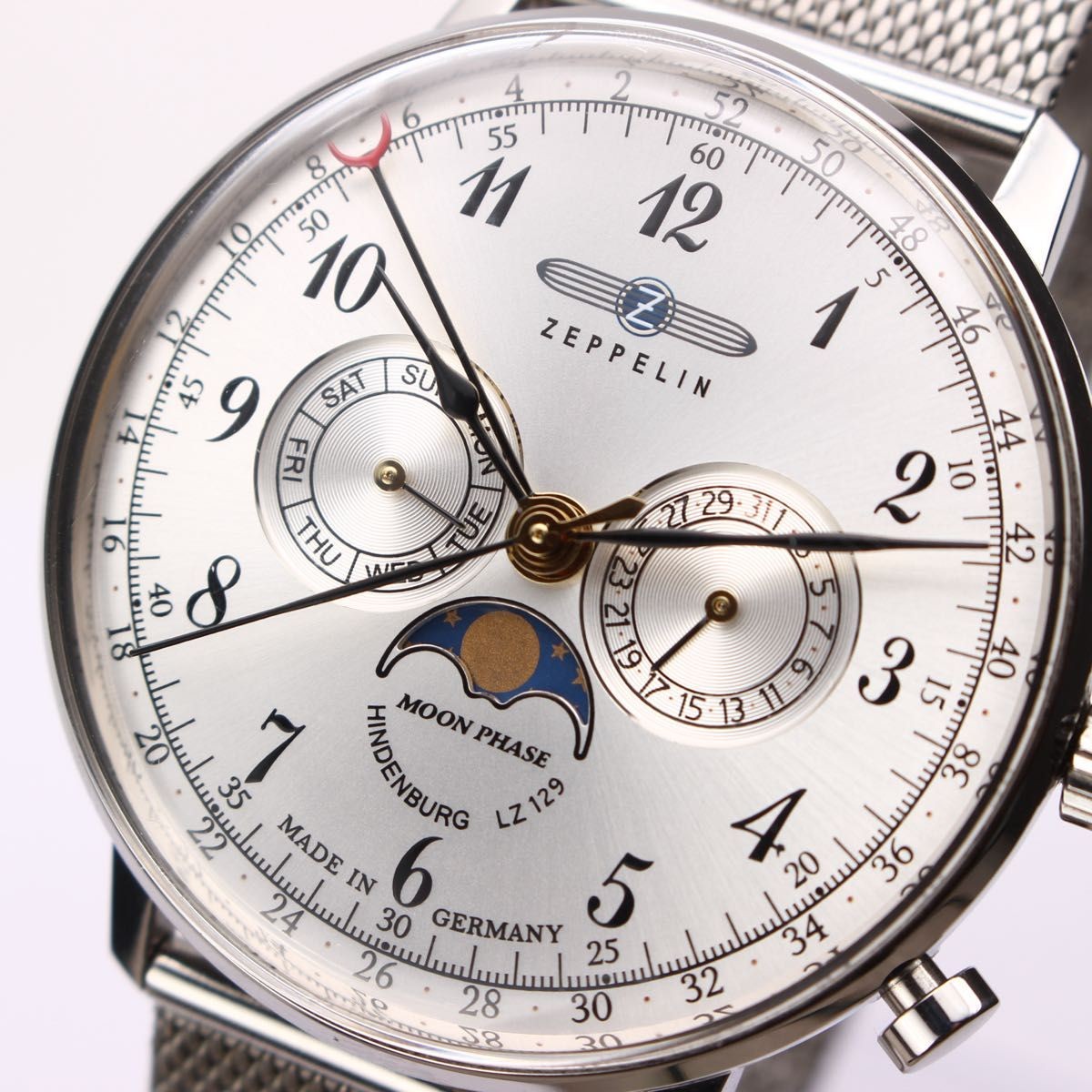Zeppelin LZ129 Hindenburg Moon Phase 7036-1 Quartz Germany Men’s Watch