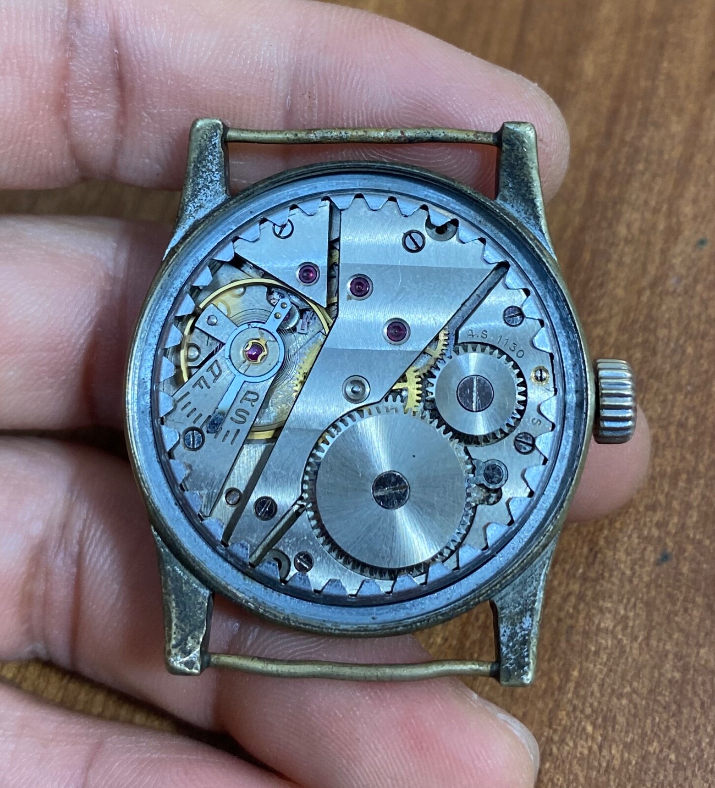 vintage Silvana DH Germany Military Army Watch AS1130 Movement Fixed Spring Bars
