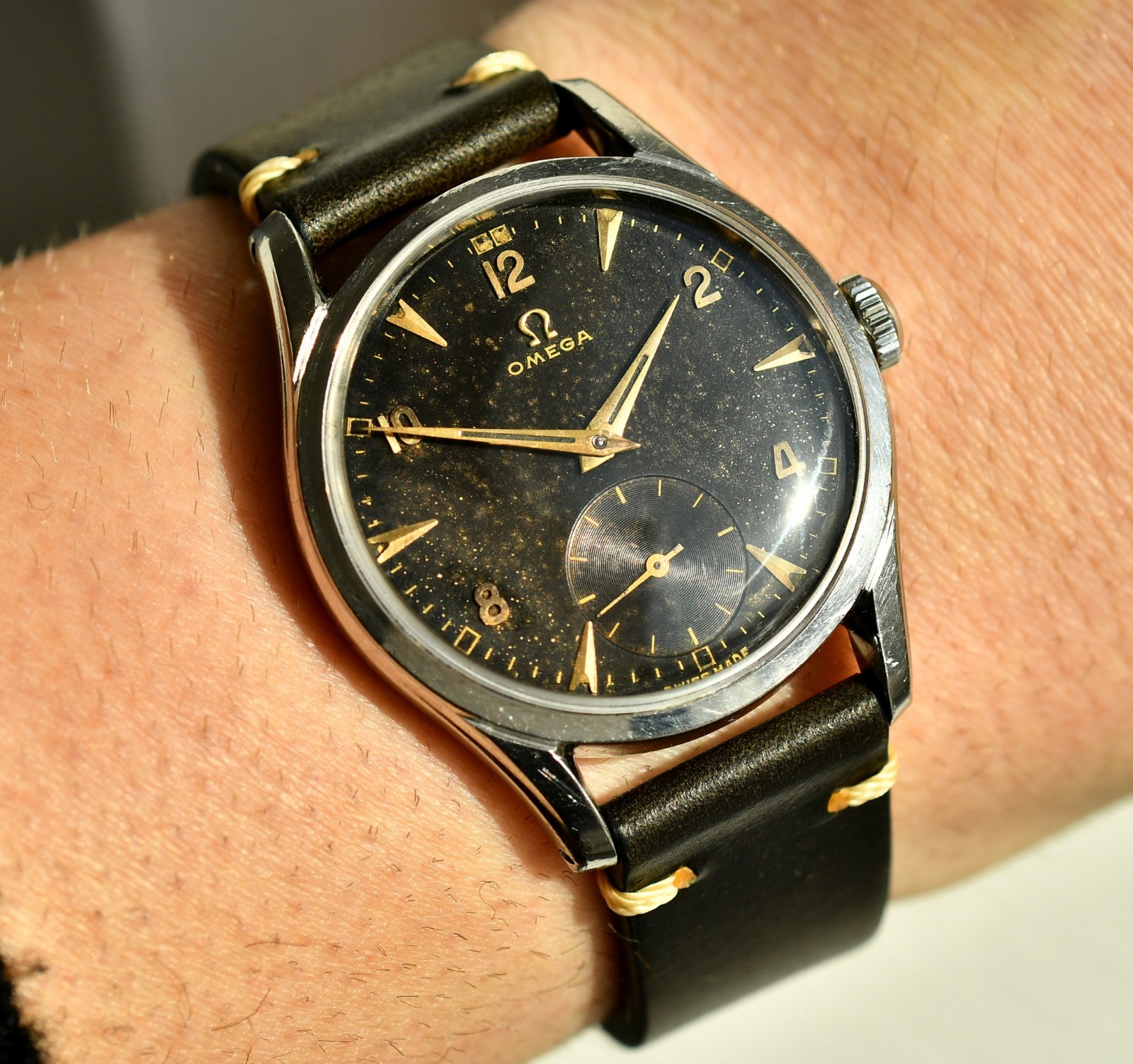Vintage OMEGA Ref. 2639 Black Tropical Gilt – Steel 36mm – 265 Mechanical -1951