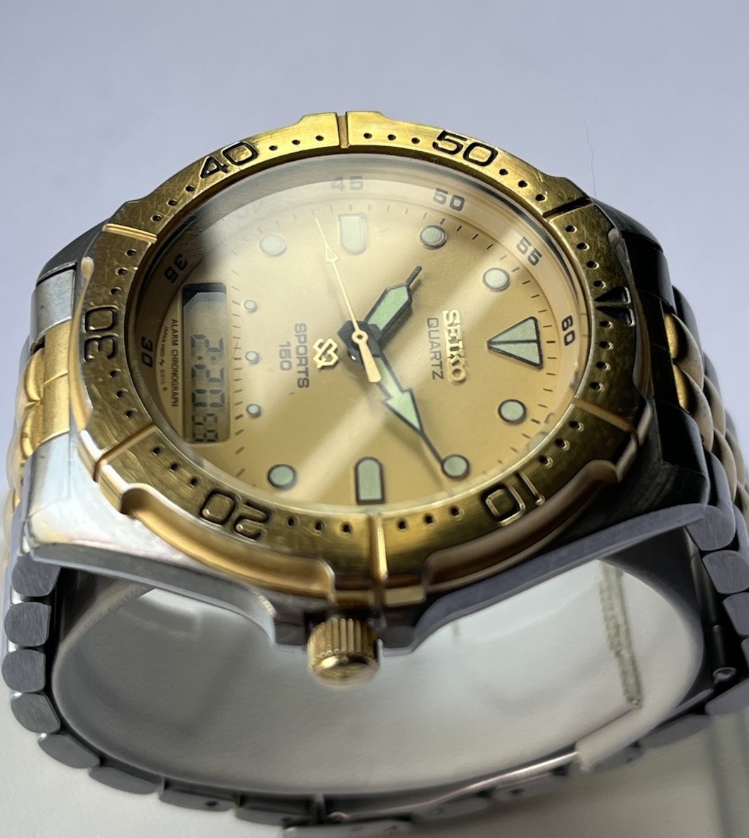 Seiko SQ Sports 150 H601-0010 “Arnie” Ana-Digi Diver. Two-tone Great Condition