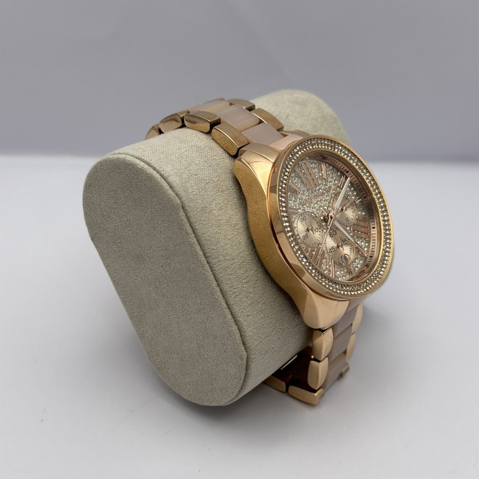 MICHAEL KORS WOMENS WATCH ROSE GOLD STRAP & PAVE CRYSTAL DIAL GENUINE MK6096