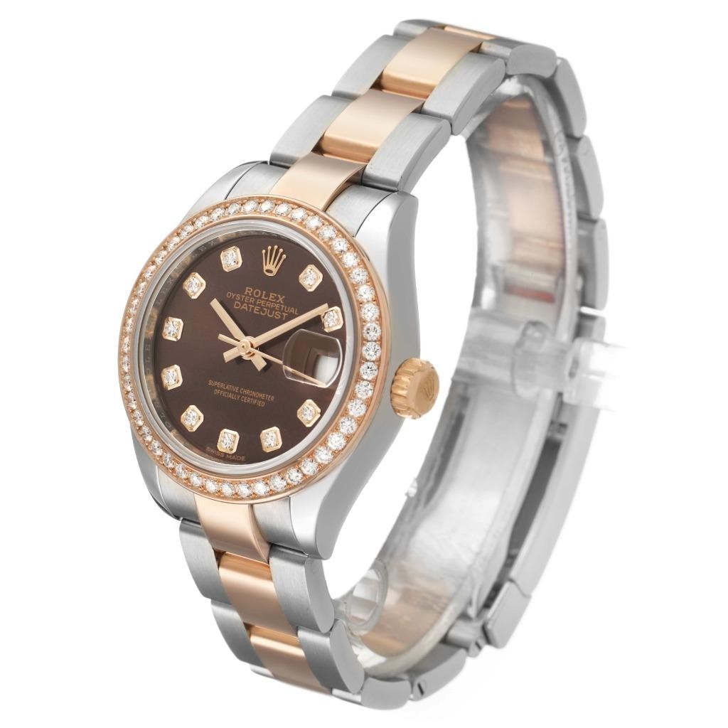 Rolex Datejust 28 Steel Rolesor Everose Gold Diamond Watch 279381