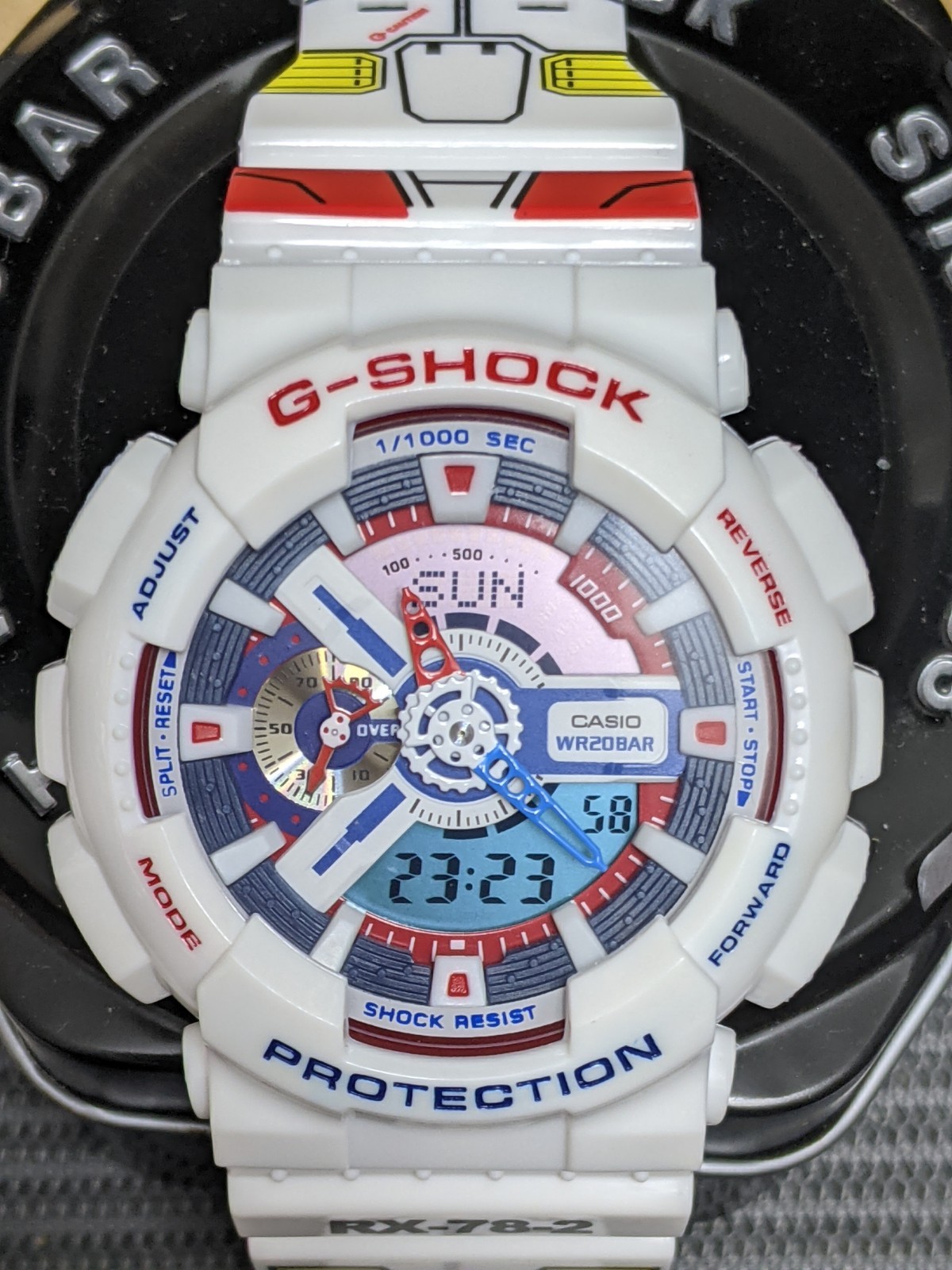 Casio G-Shock GA-110 RX-78-2 Gundam Custom White Watch Box & Papers
