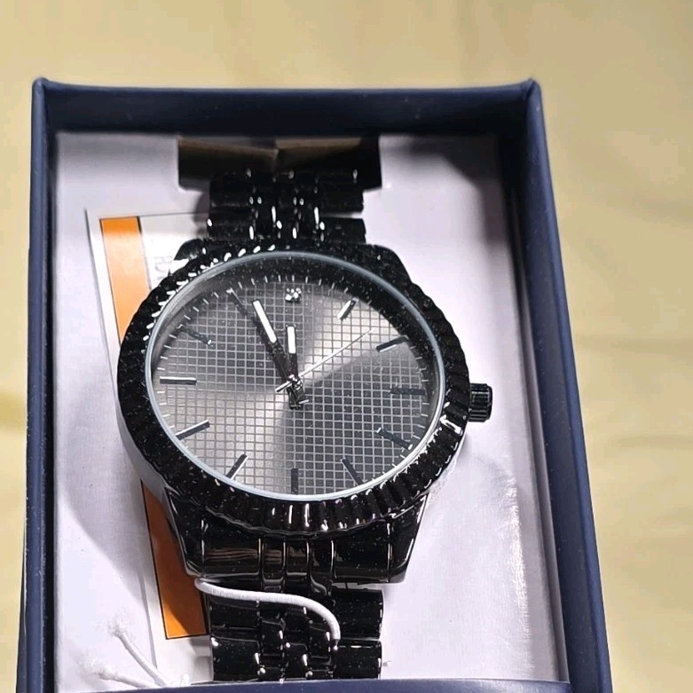 George Men’s Black Metal Band Analog Wristwatch Quartz Long Life Battery