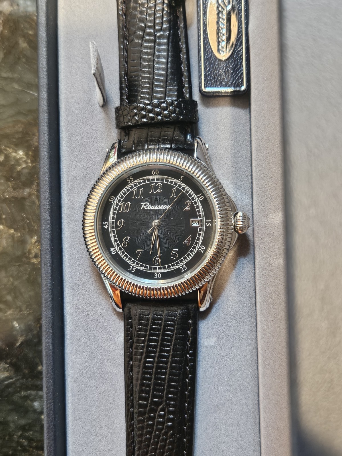 Rousseau Men’s Automatic Watch Muse Black W/Date NOS
