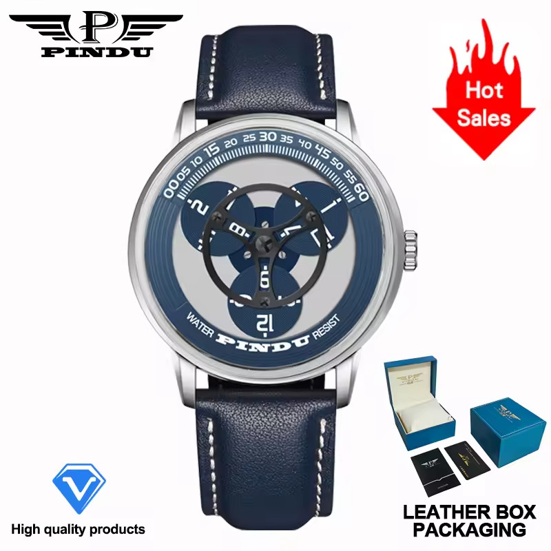 ????USA????PINDU Mens Rotating Dial Miyota 8215 Movement Watch Luminous, P6618 Blue