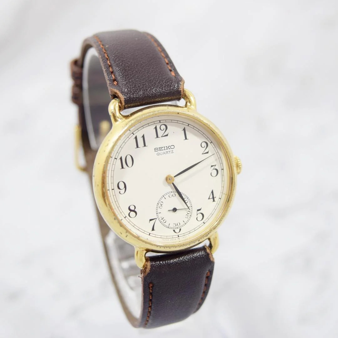 SEIKO Chariot 2628-0140 Quartz Small Seconds Gold Plated White Dial