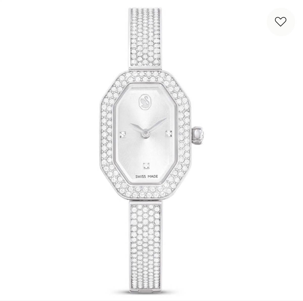 Swarovski Dextera Bangle Watch Swiss Made Quartz Silver Crystal Octagon 5672977