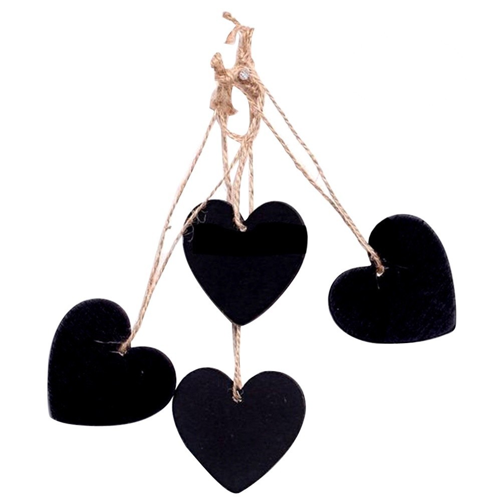 10 Pcs Colorful Heart Shaped Wood Ornament Wooden Tag Heart-shaped