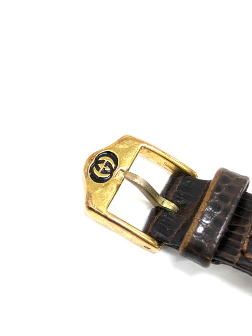 Gucci Shelly Line Brown Ladies Quartz Wristwatch New Battery Japan 071178