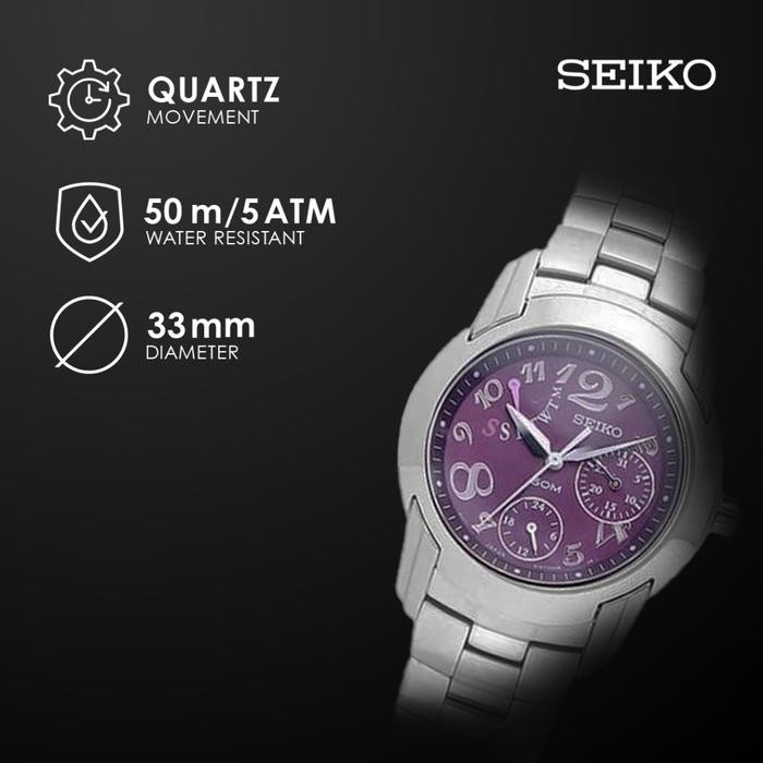 SEIKO Women Criteria Chronograph Quartz SPA881 Purple Dial Stainless Steel Strap