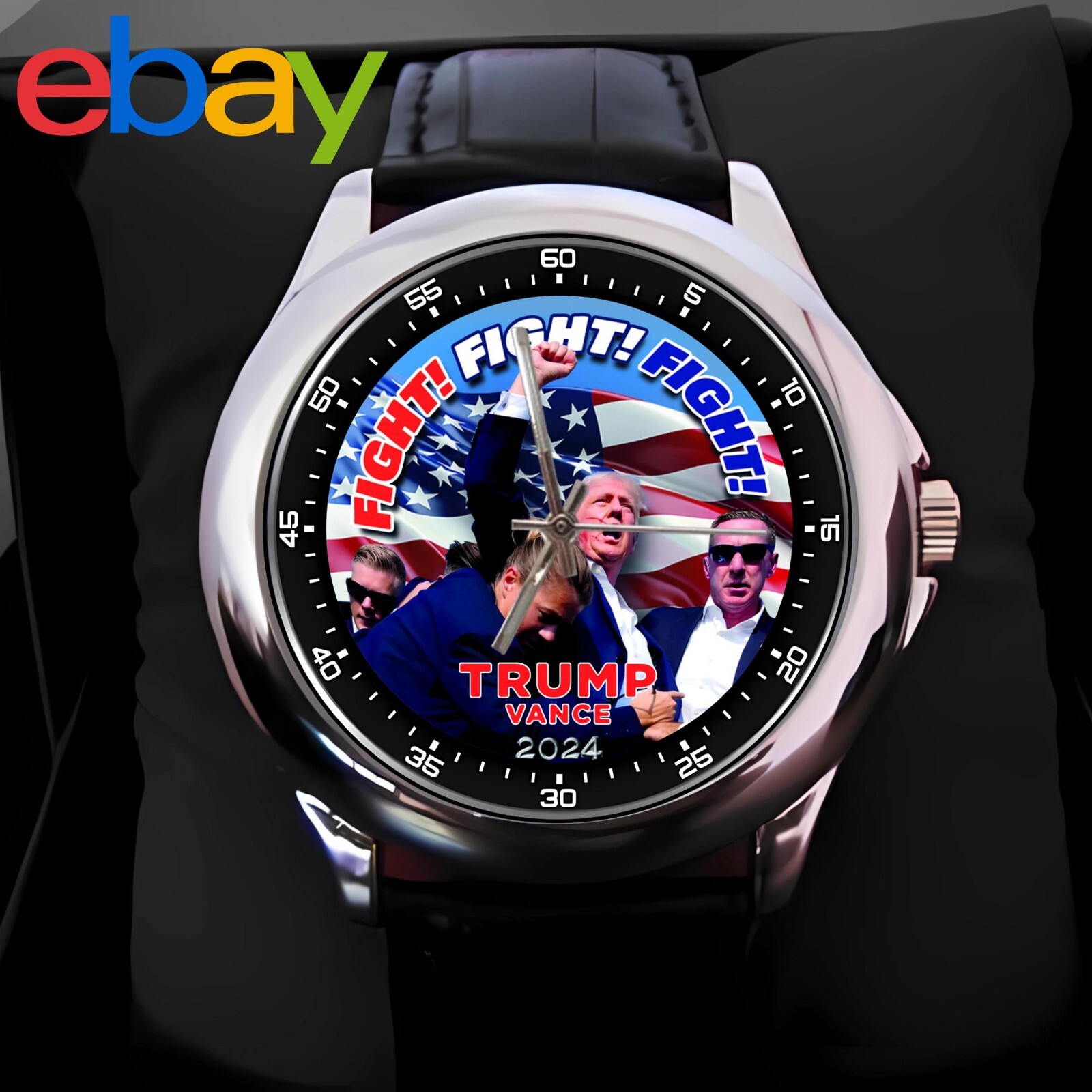 SALE ITEM! FIGHT FOR AMERICA Trump Failed Assassination Custom Metal Watch!