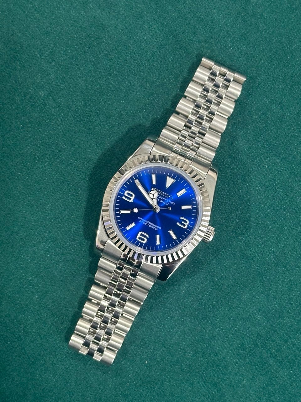 Custom Made 36mm Blue Dial Dress Style Custom Mod Watch NH35 Movement