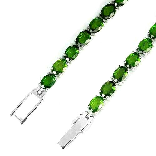 Silver Watch Chrome Diopside Genuine Natural Gems Solid Sterling 7 1/2 Inch
