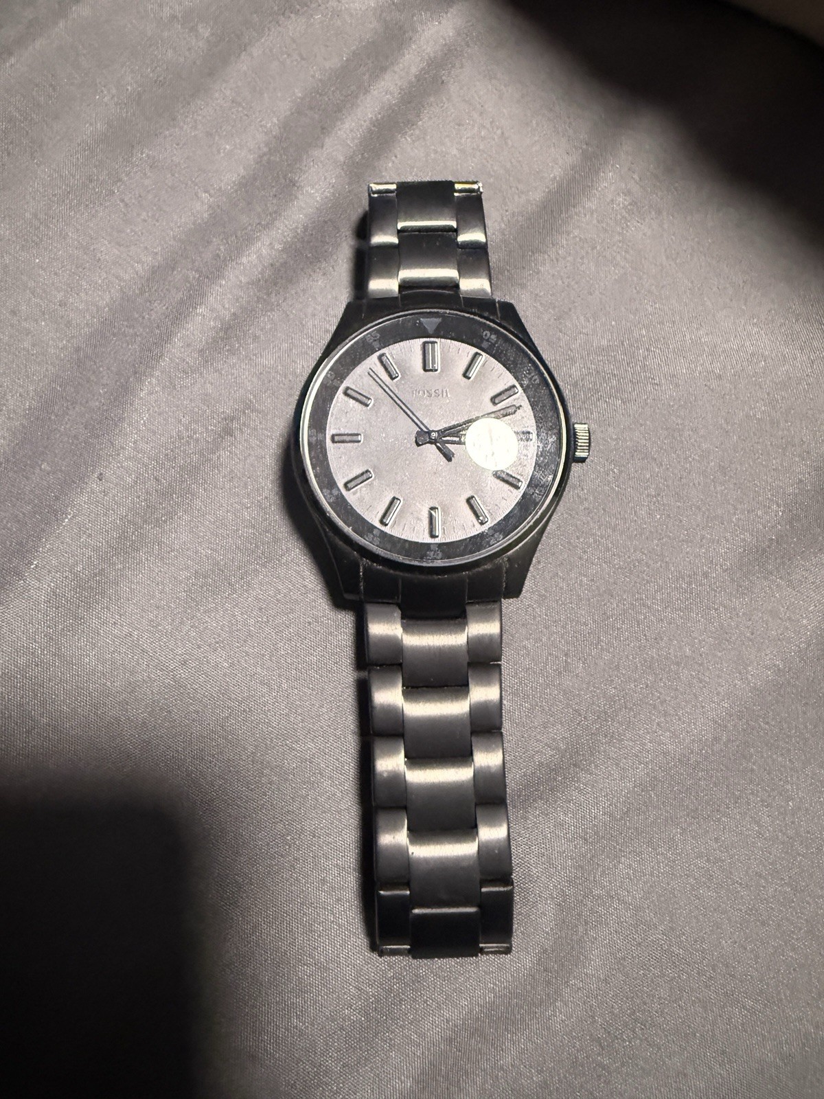 Fossil Belmar Three-Hand Date Black Stainless Steel Watch (Model: FS5531)