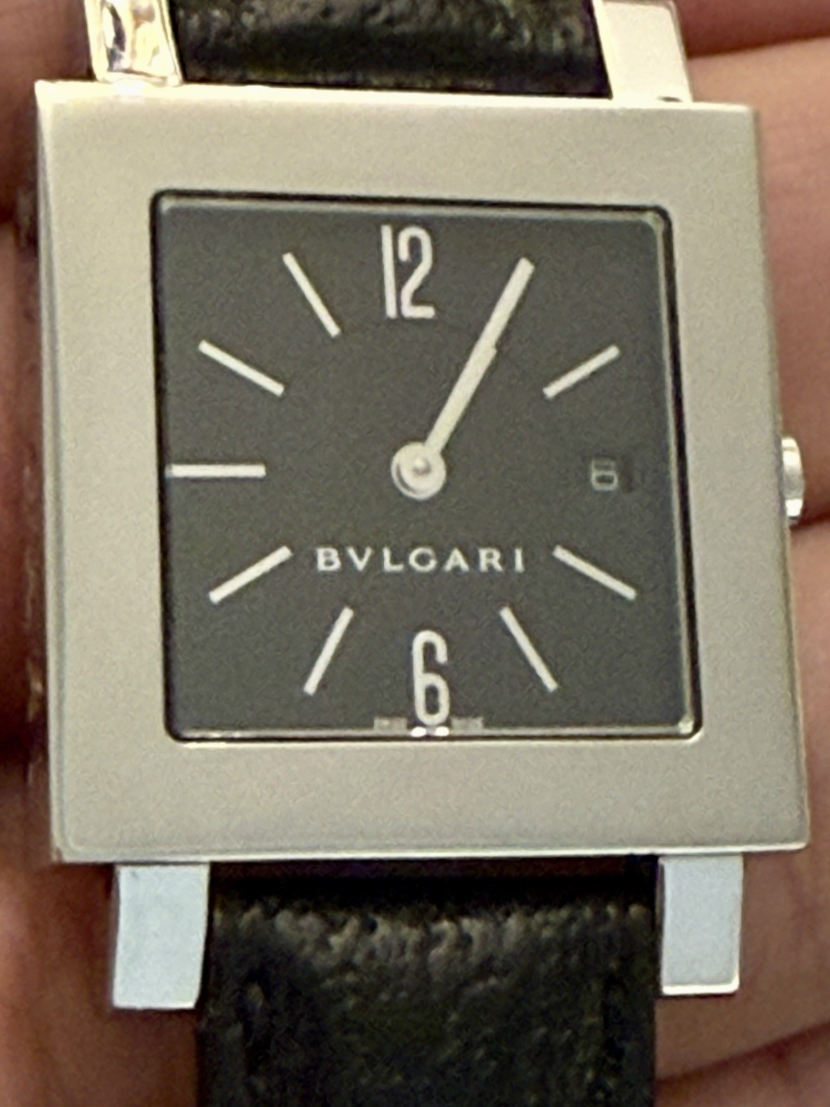 ✨⌚ BVLGARI SQ29 SLD Square Quartz Black Dial Swiss Made Ultra Slim ⌚✨
