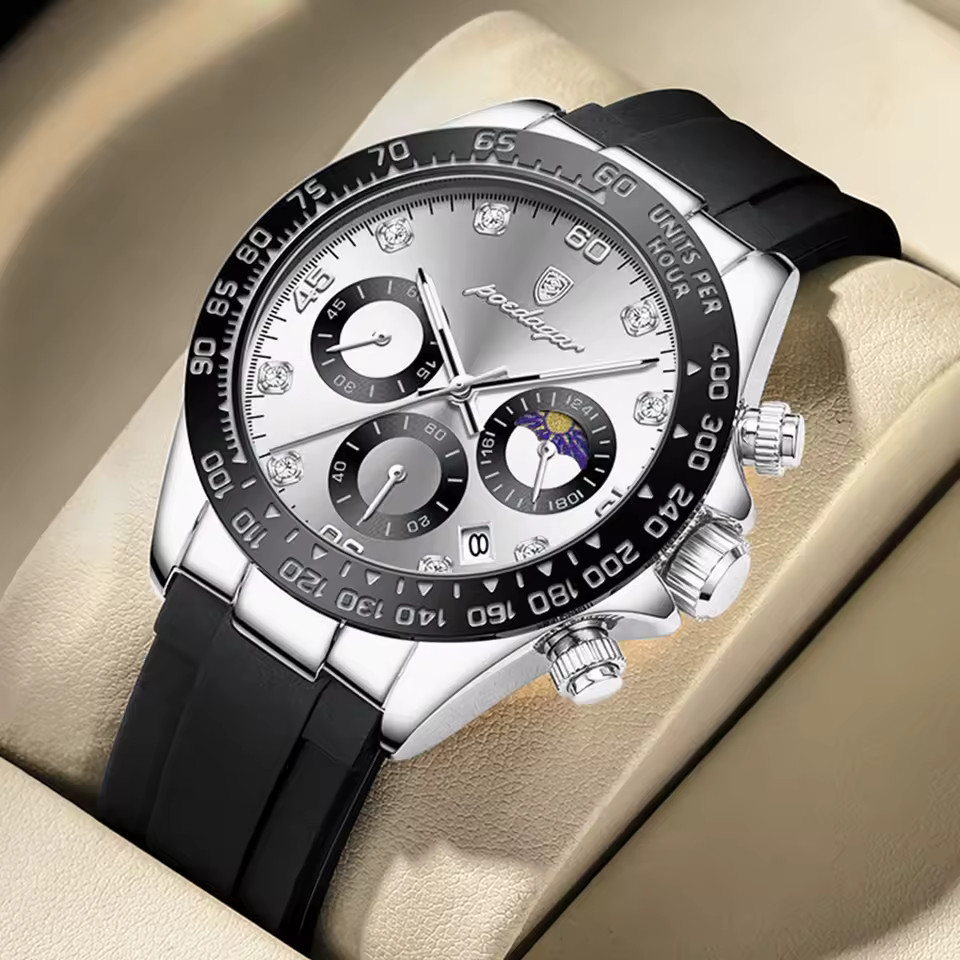 POEDAGAR Men’s Quartz Watch Chronograph Waterproof Daytona Date U.S. SHIP