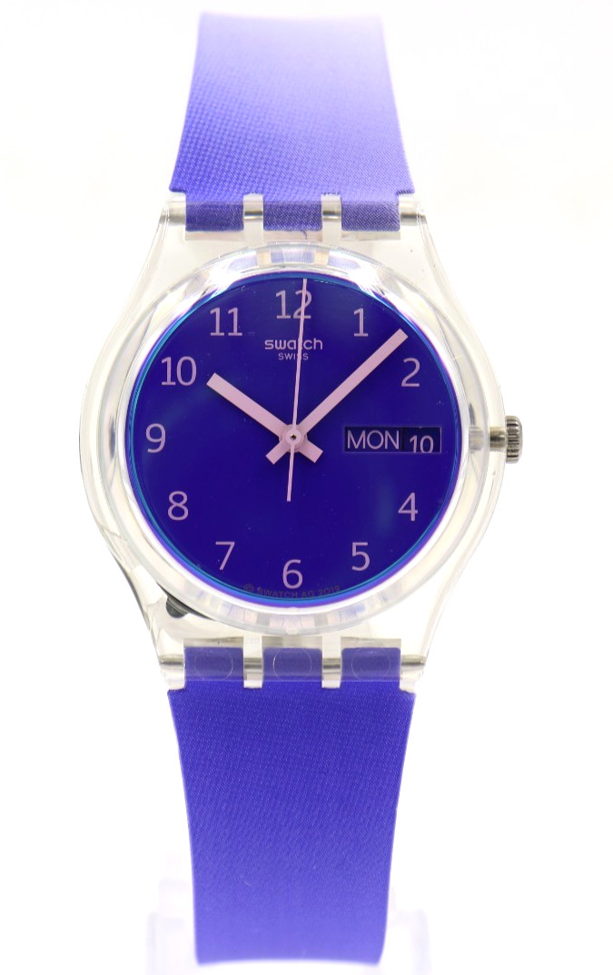 New Swatch Swiss Originals ULTRALAVANDE Silicone Day-Date Watch 34mm GE718 $80