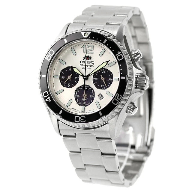 ORIENT Mako RN-TX0203S Solar Chronograph Panda Dial 42.8mm Men’s Watch Japan