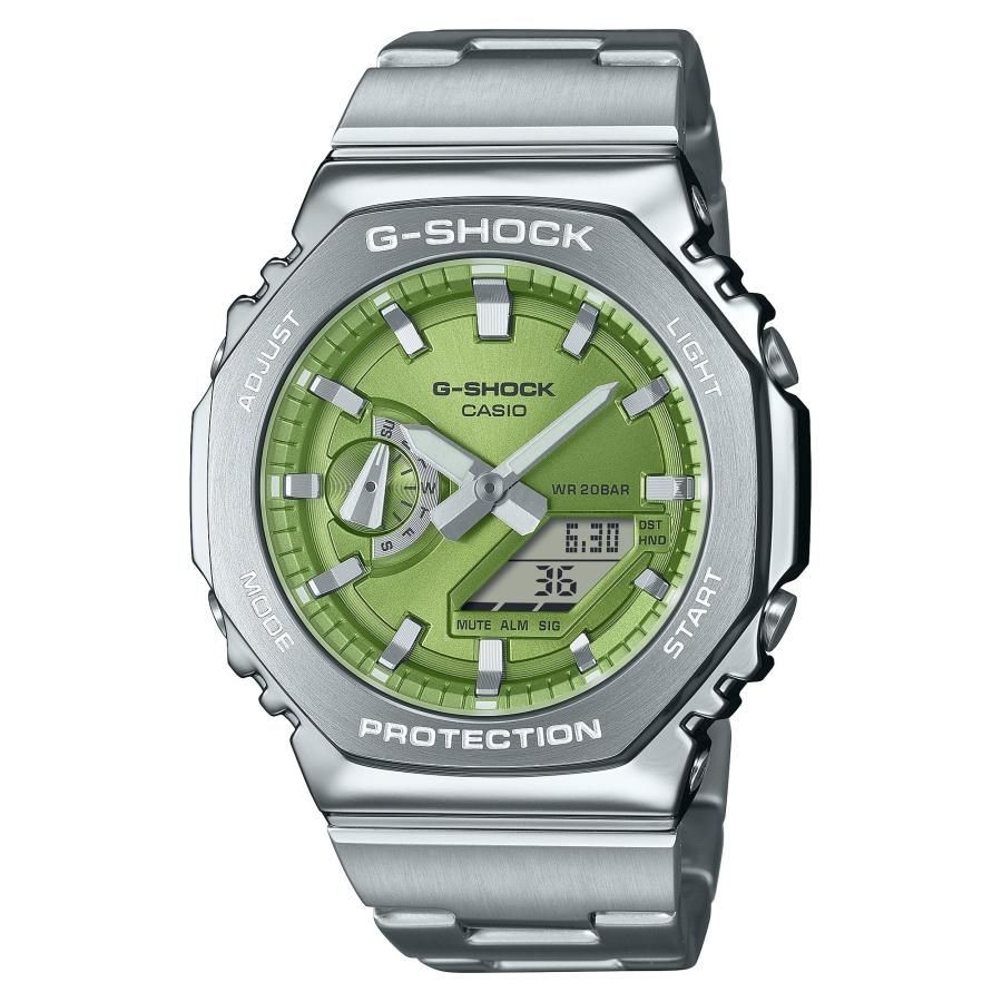 Casio Wristwatch G SHOCK Metal Bezel and Band Model GM 2110D 3AJF Men s Silve