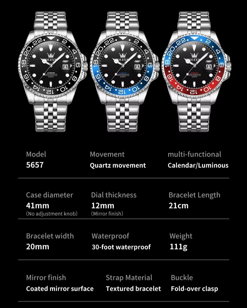 New OLEVS Men’s Quartz Watch Waterproof Luminous Date Wristwatch for Men