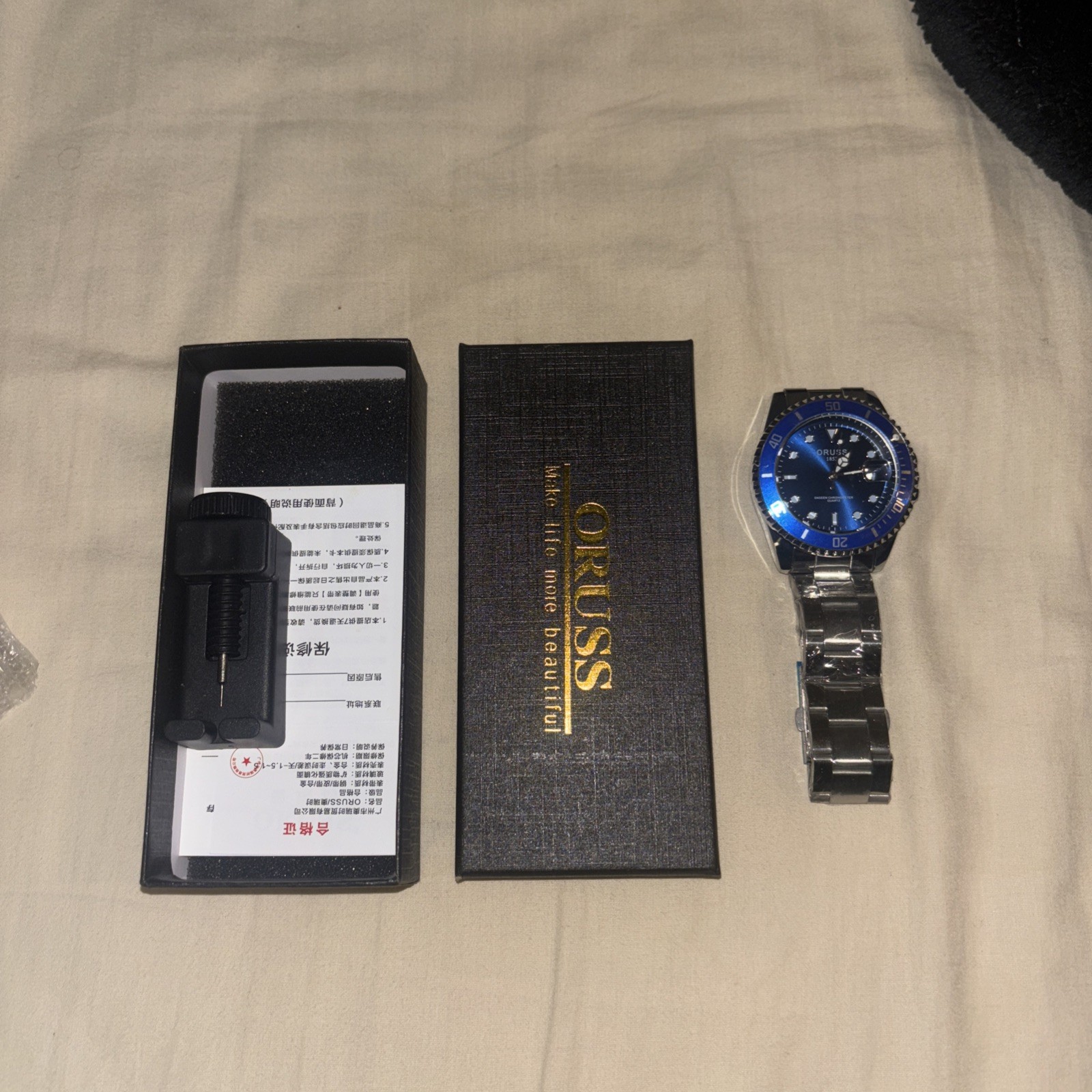 Silver Men Business Sport Watch Stainless Steel Strap Waterproof Quartz Watch