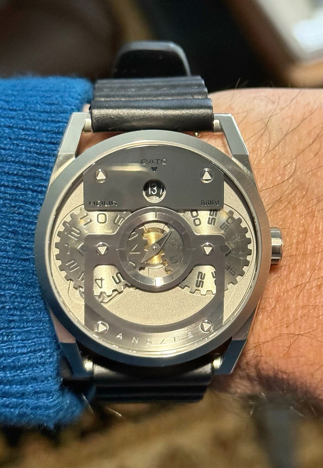 ANGLES Disc One | Raw Steel | Miyota 8315 Automatic Jump Hour Watch