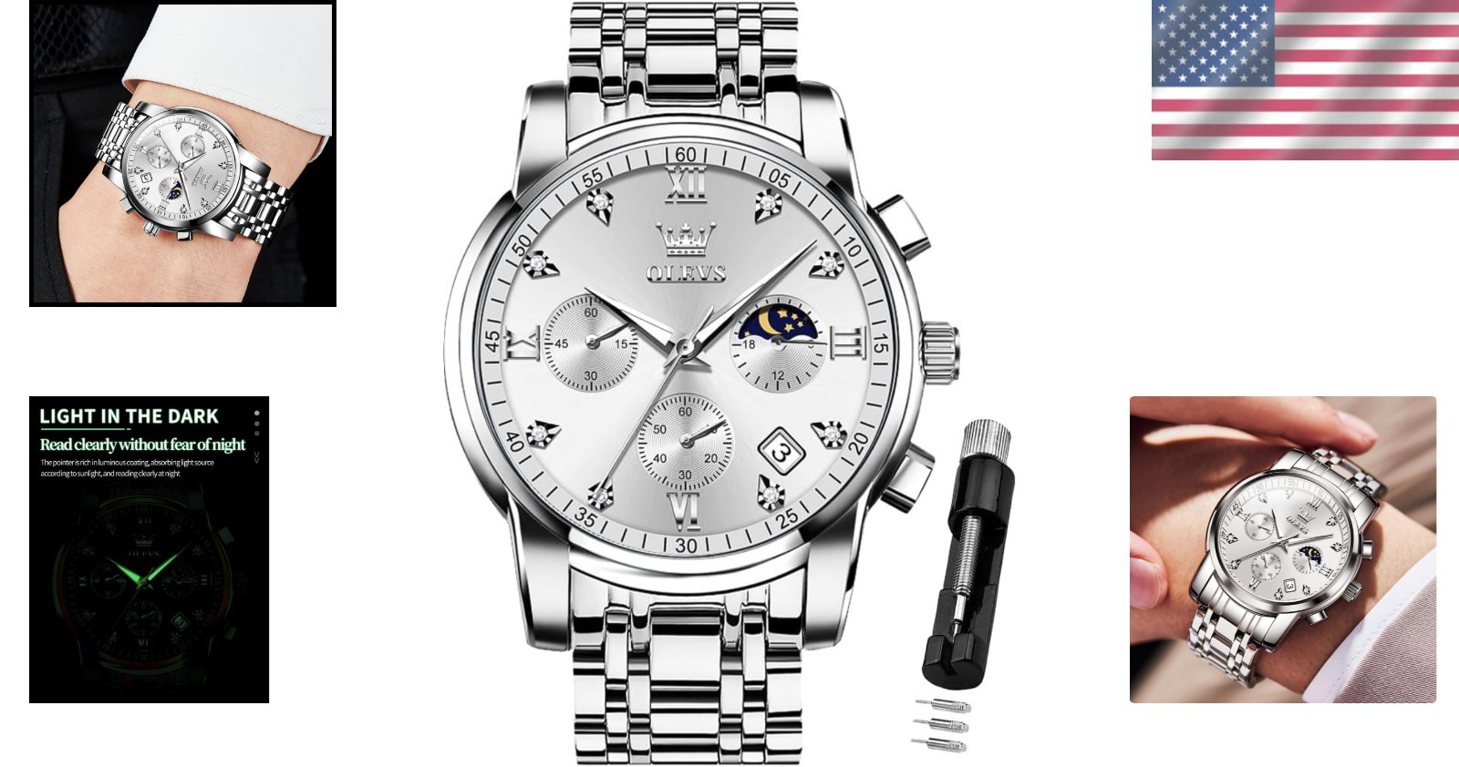 Luxury Diamond Wrist Watch for Men – Stylish, Quartz, Waterproof & Adjustable