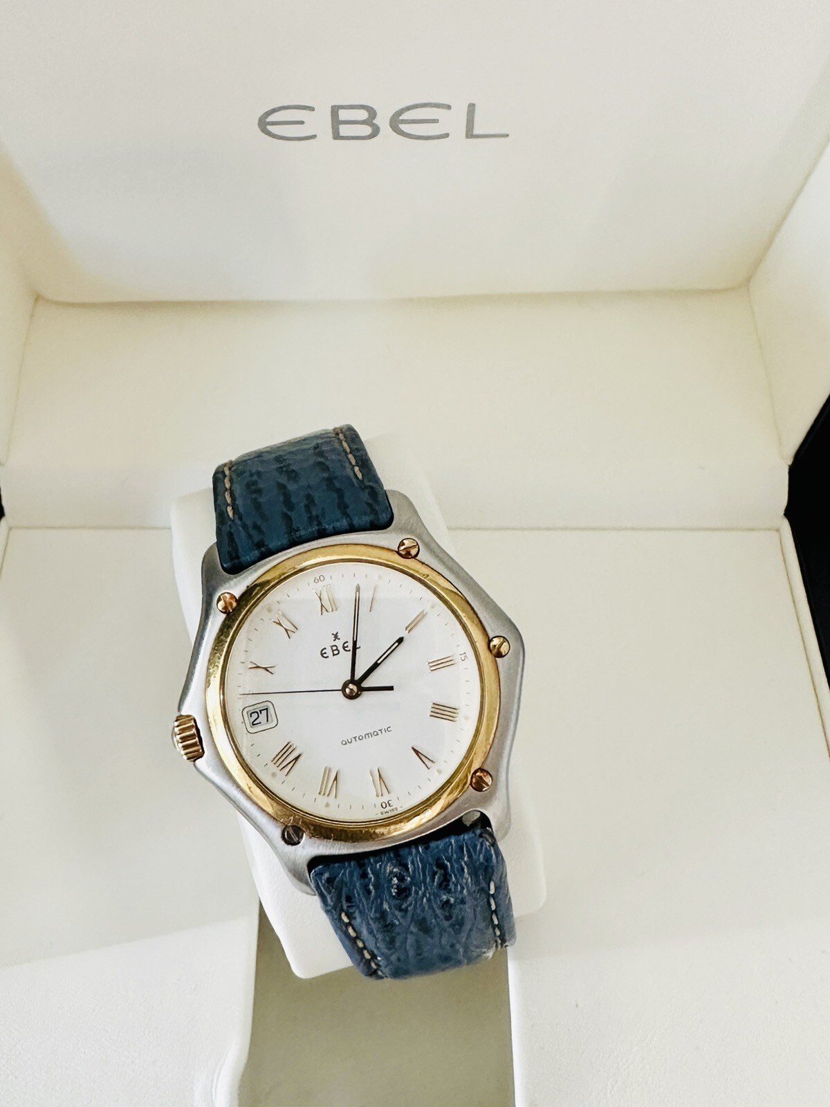 Rare Ebel 1911 18k & Stainless Automatic Lefty Watch ~ Box & Manuals