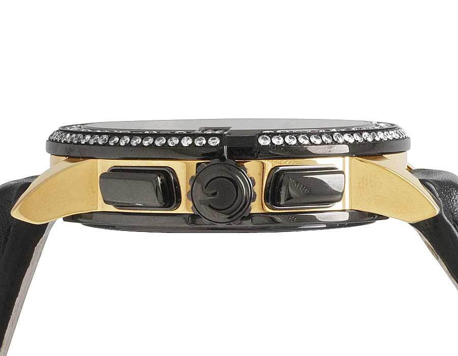 Mens Gucci G-Chrono Gold Black PVD S.Steel 44MM Diamond Watch YA101203 3.0 Ct