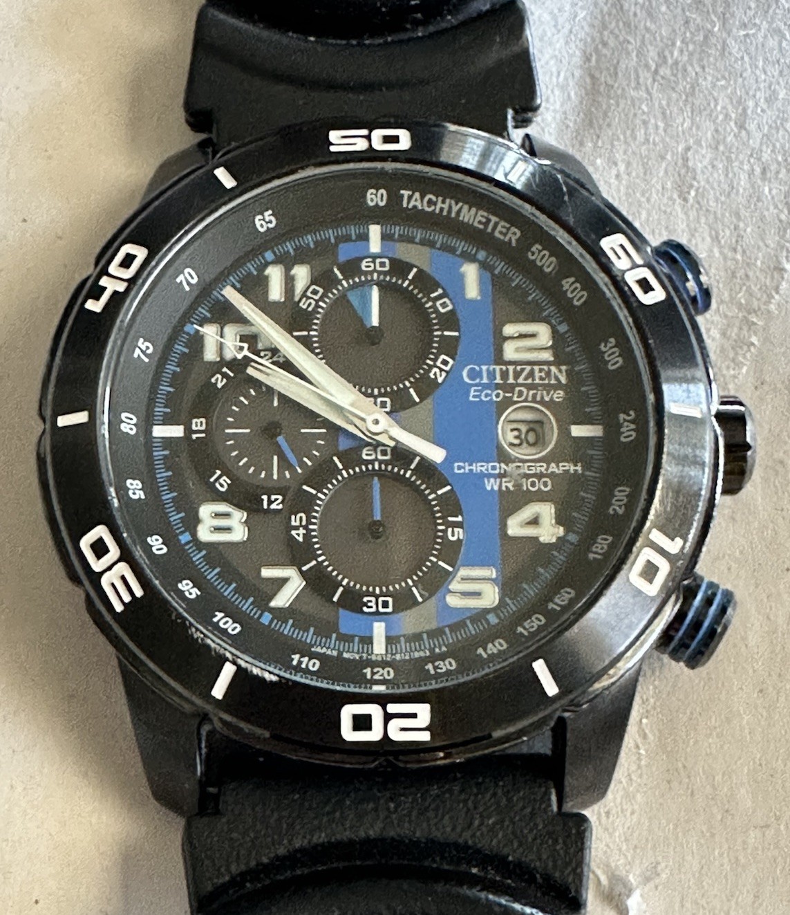 CITIZEN ECO-DRIVE CHRONOGRAPH SS MEN’S 45mm WATCH B612-S084059 *Needs Battery