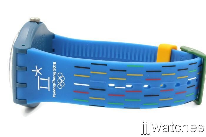 New Swiss Swatch Olympics PETITS BATONS Blue Silicone Watch 41mm SUOZ277 $85