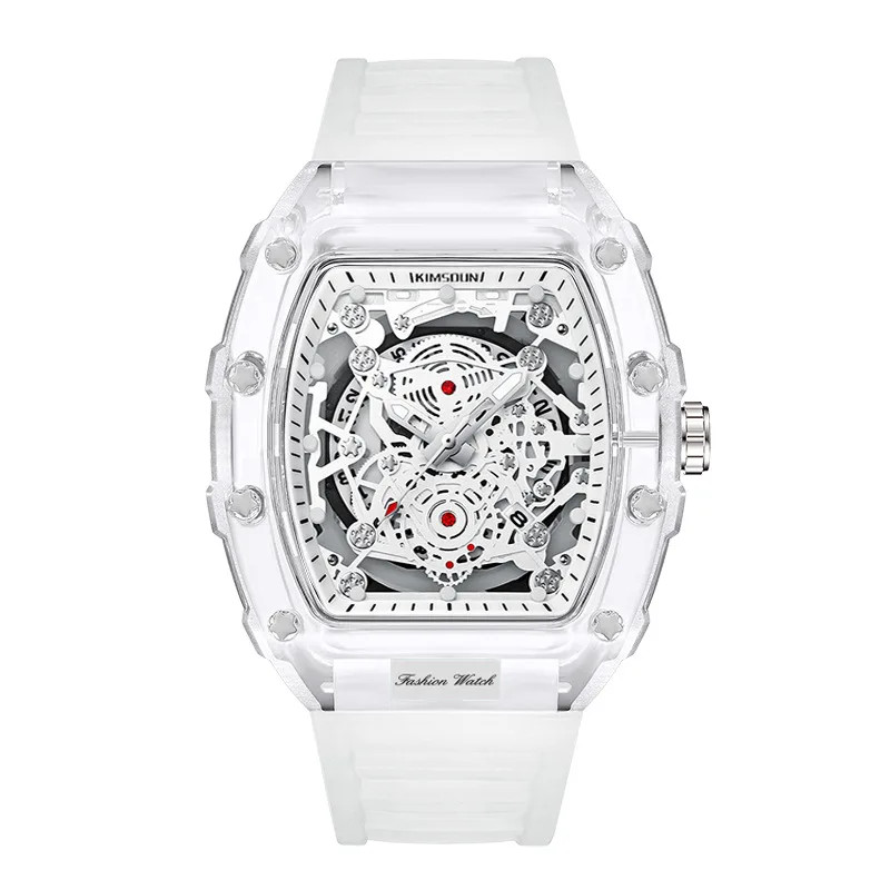 Men Watch Fashionable Barrel Shaped Transparent Waterproof Quartz Watch Gift