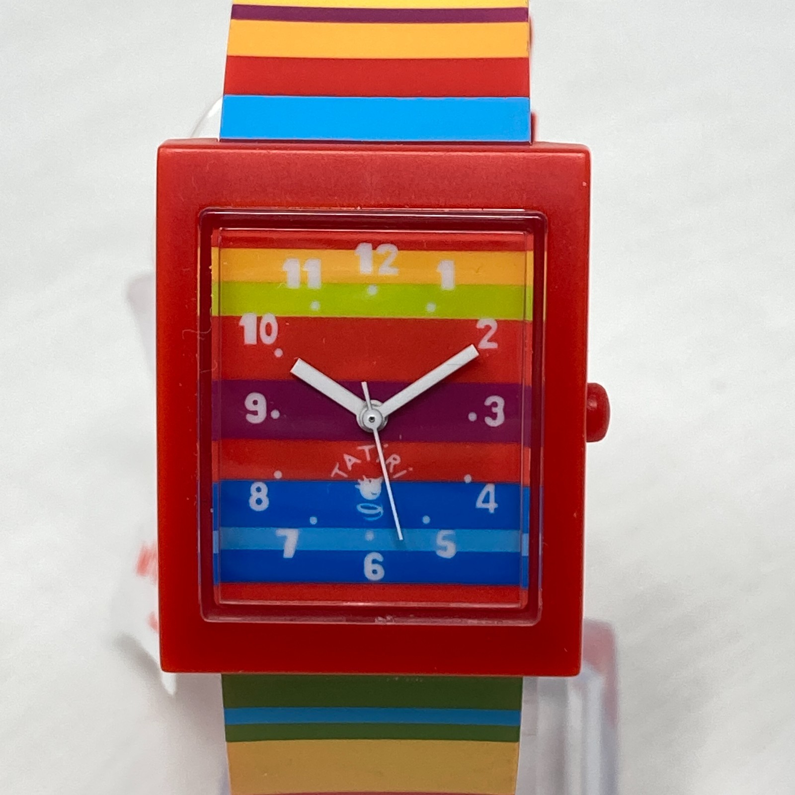 Tatiri Watch Women 28mm Red Teacher Colorful Rainbow Blue New Battery 8.25″