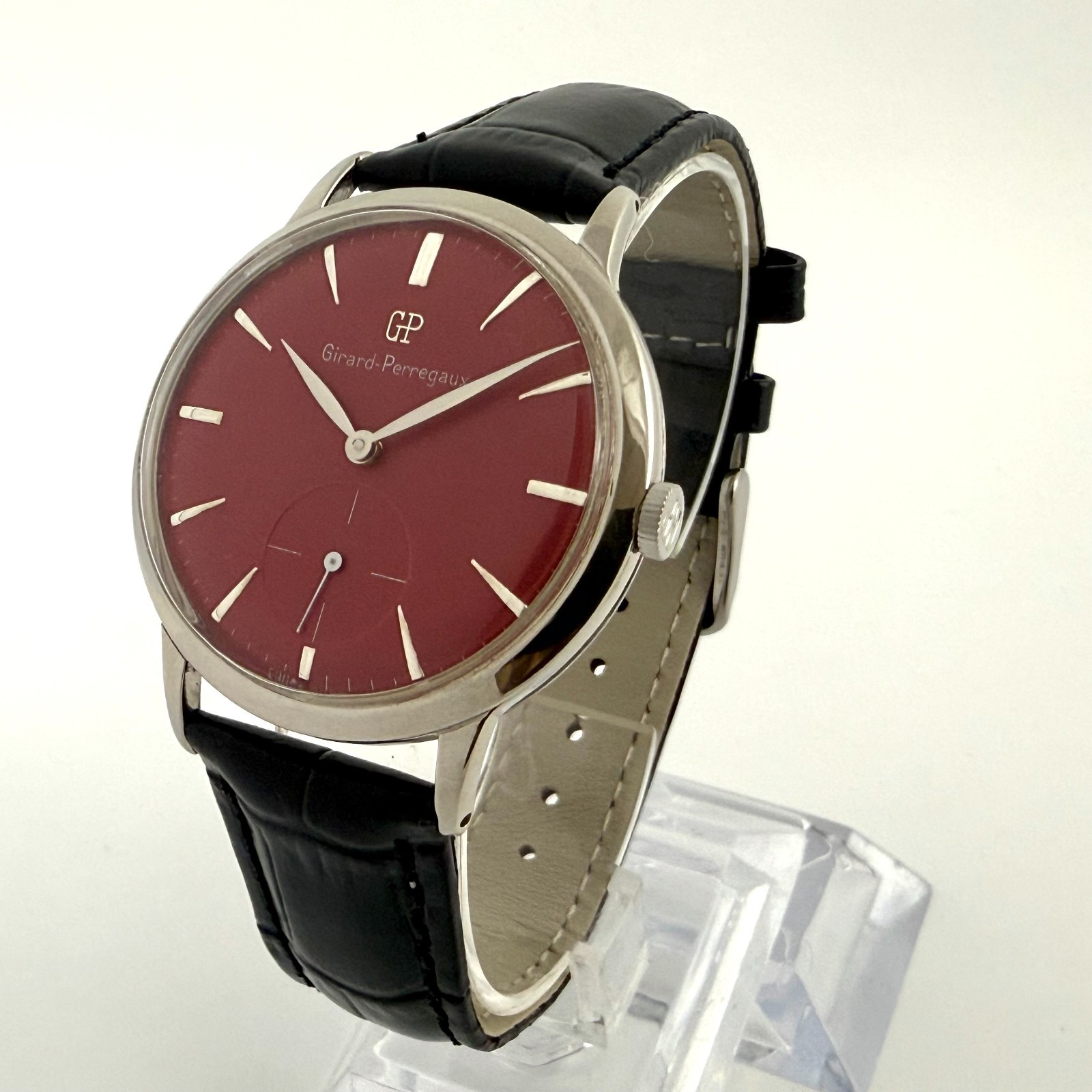 SWISS OVERSEIZED GIRARD PERREGAUX NICE BURGUNDY DIAL MANUAL WIND SWISS WATCH