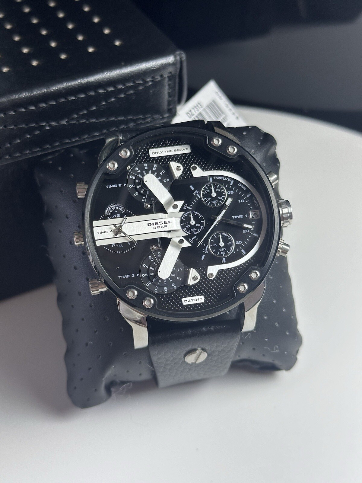 Diesel DZ7313 Black Leather Band Mr.Daddy Oversized Chronograph Men’s Watch