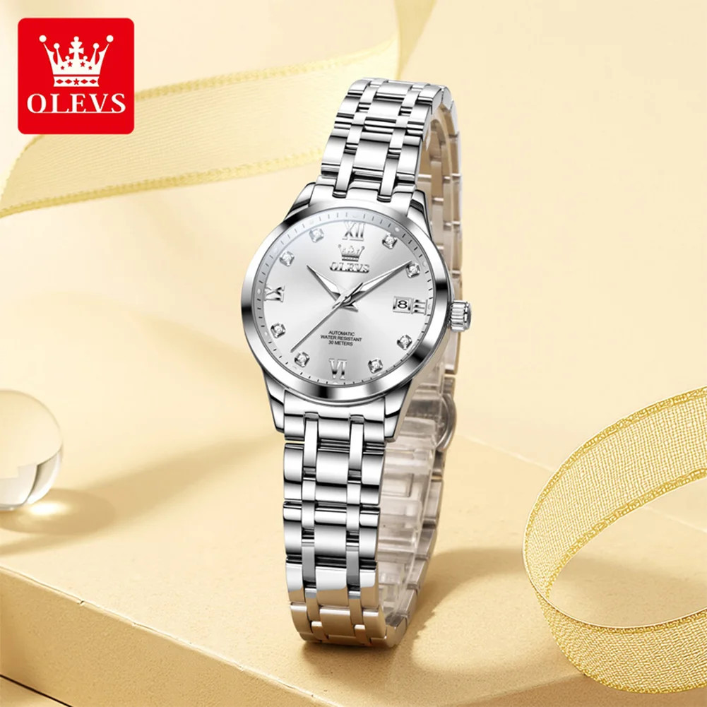 OLEVS Calendar Luminous Waterproof Diamond Women’s Automatic Mechanical Watch