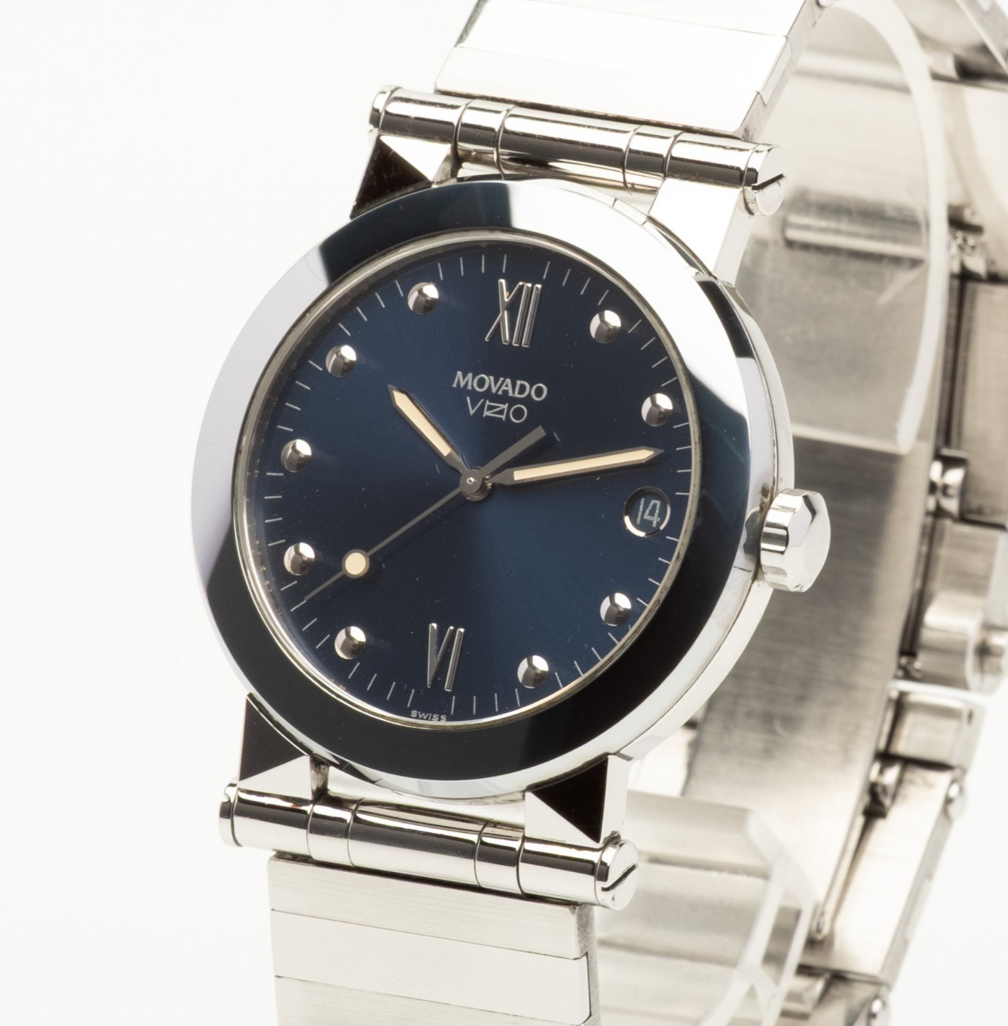 [EXC+5] MOVADO Vizio 83 C2 878 Silver Blue Dial 35mm Quartz Men’s Watch