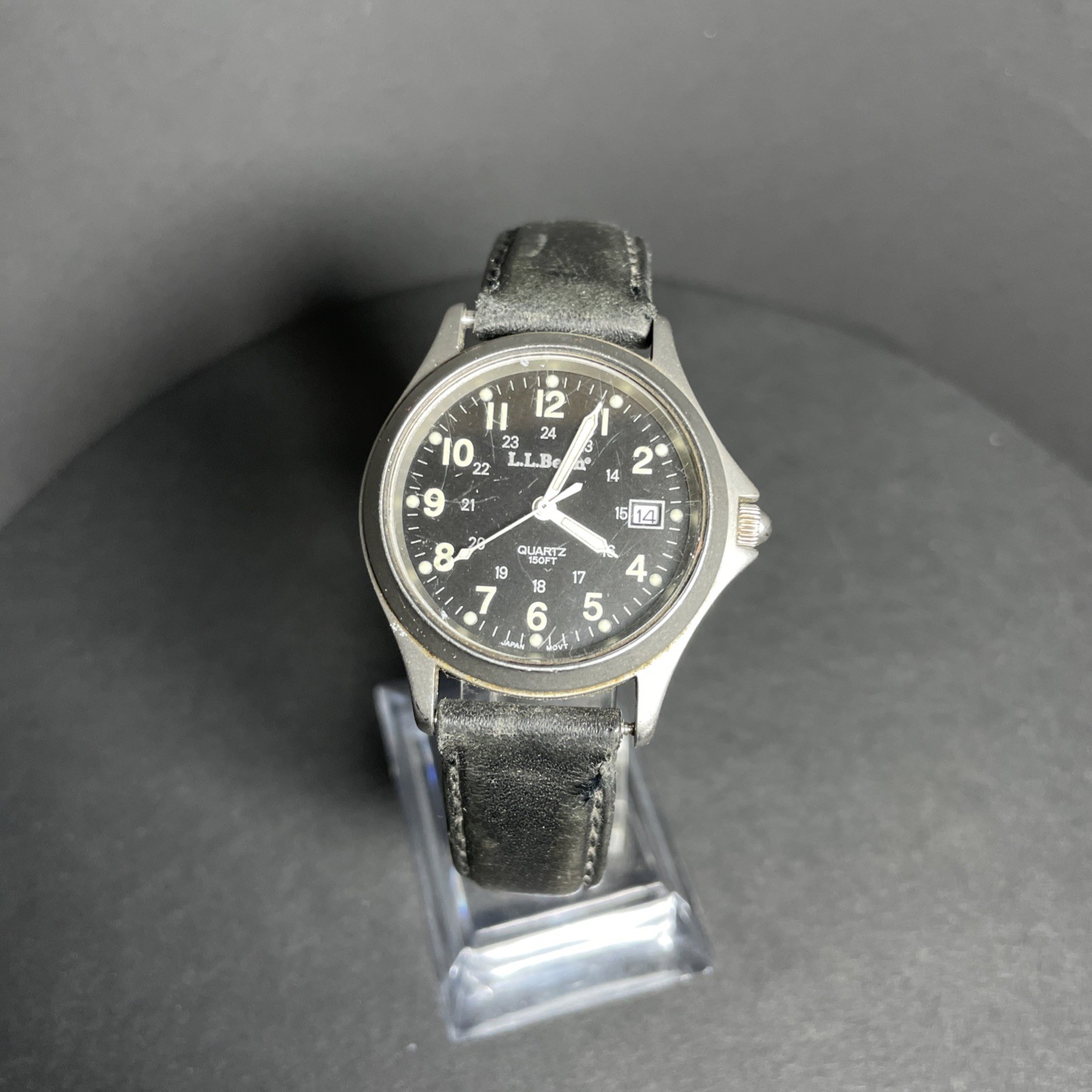 Vintage 1990’s L.L. Bean Black Dial W/Date Military Style Mens Wrist Watch #0026