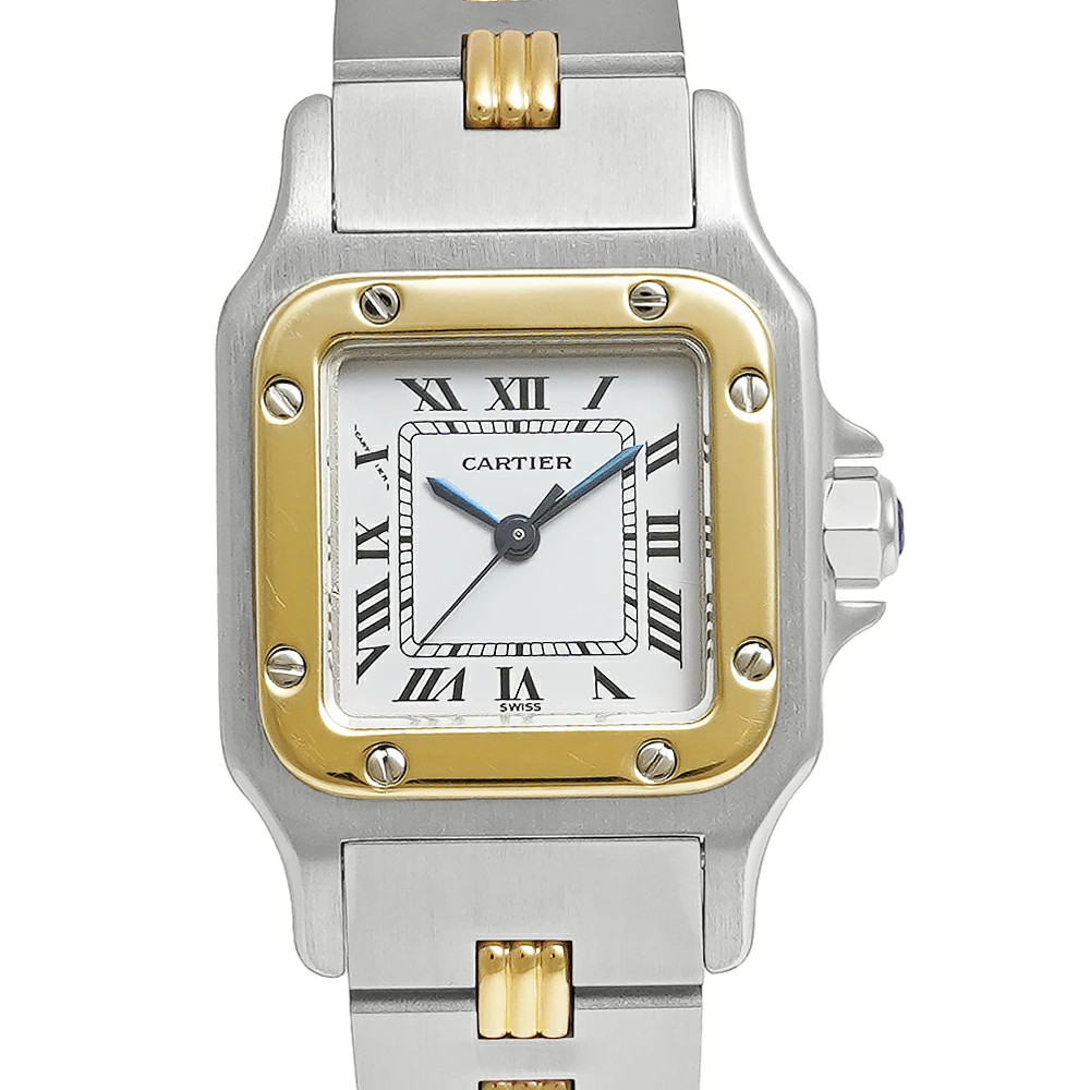 CARTIER Santoscare 0902 White Case Size 24mm x 24mm Ladies Used Watch #7101