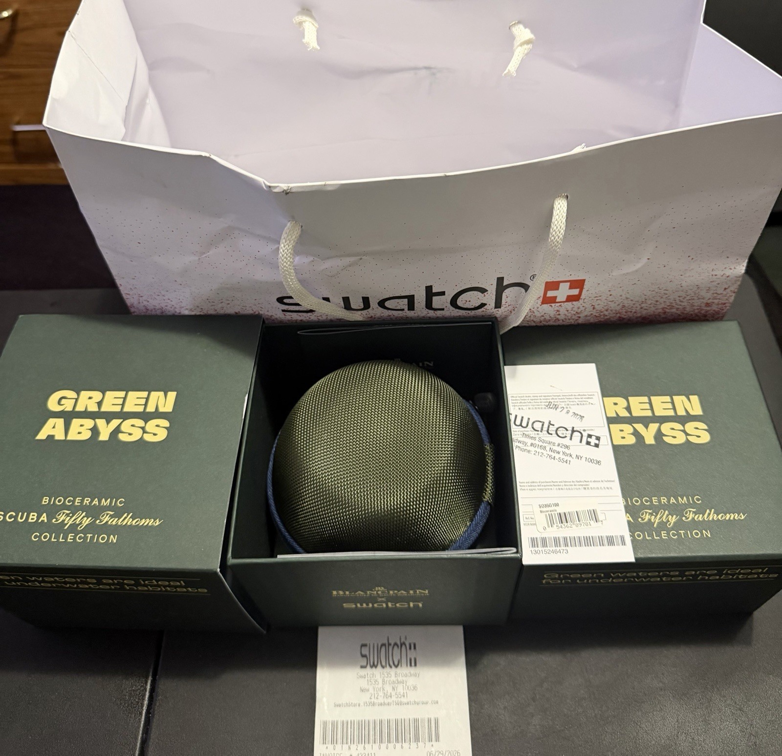 Blancpain Fifty Fathoms x Swatch Green Abyss 100% Authentic Guaranteed Receipt