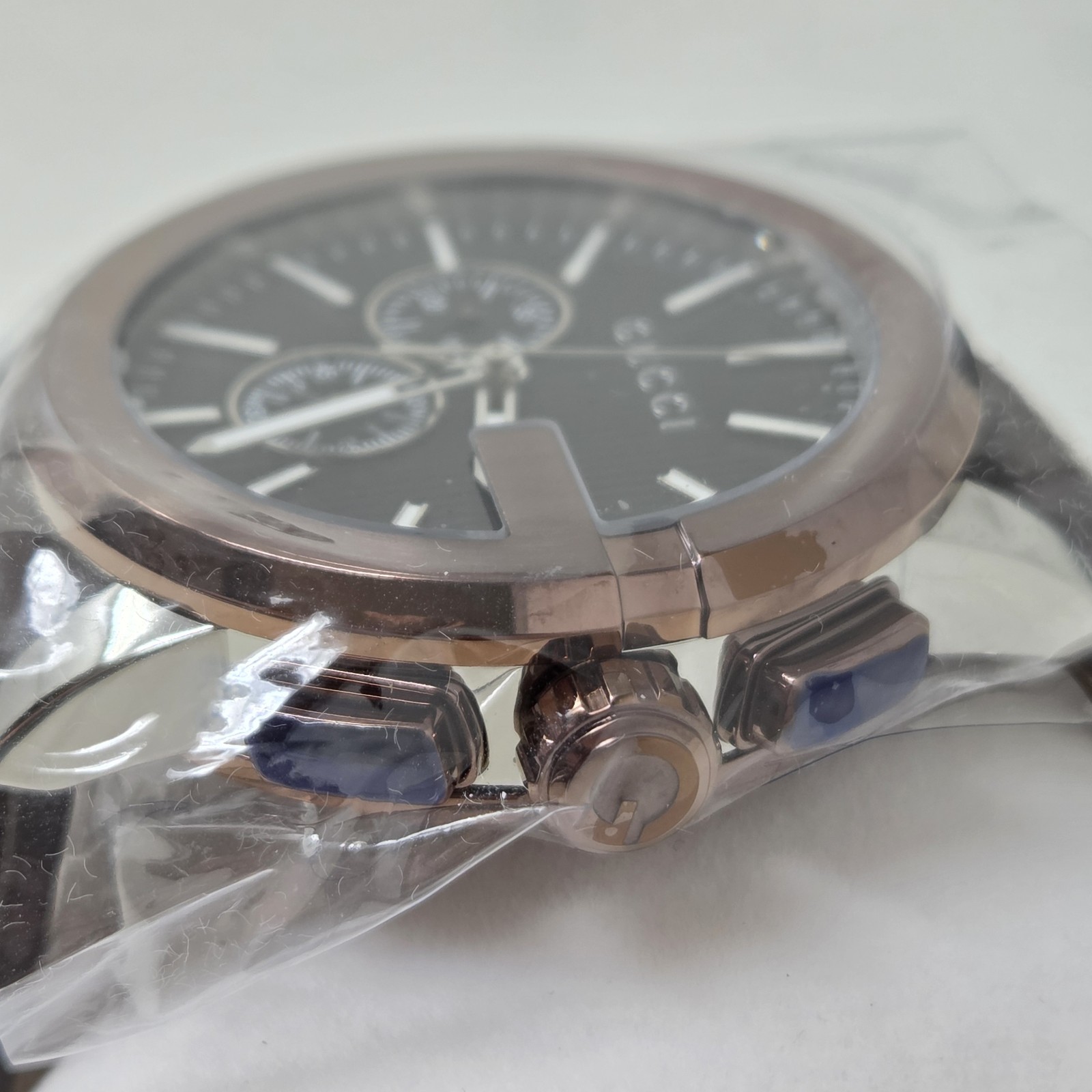 New Gucci G-Chrono XL Men’s Watch – Model YA101202 w/ Brown Leather Strap & Box