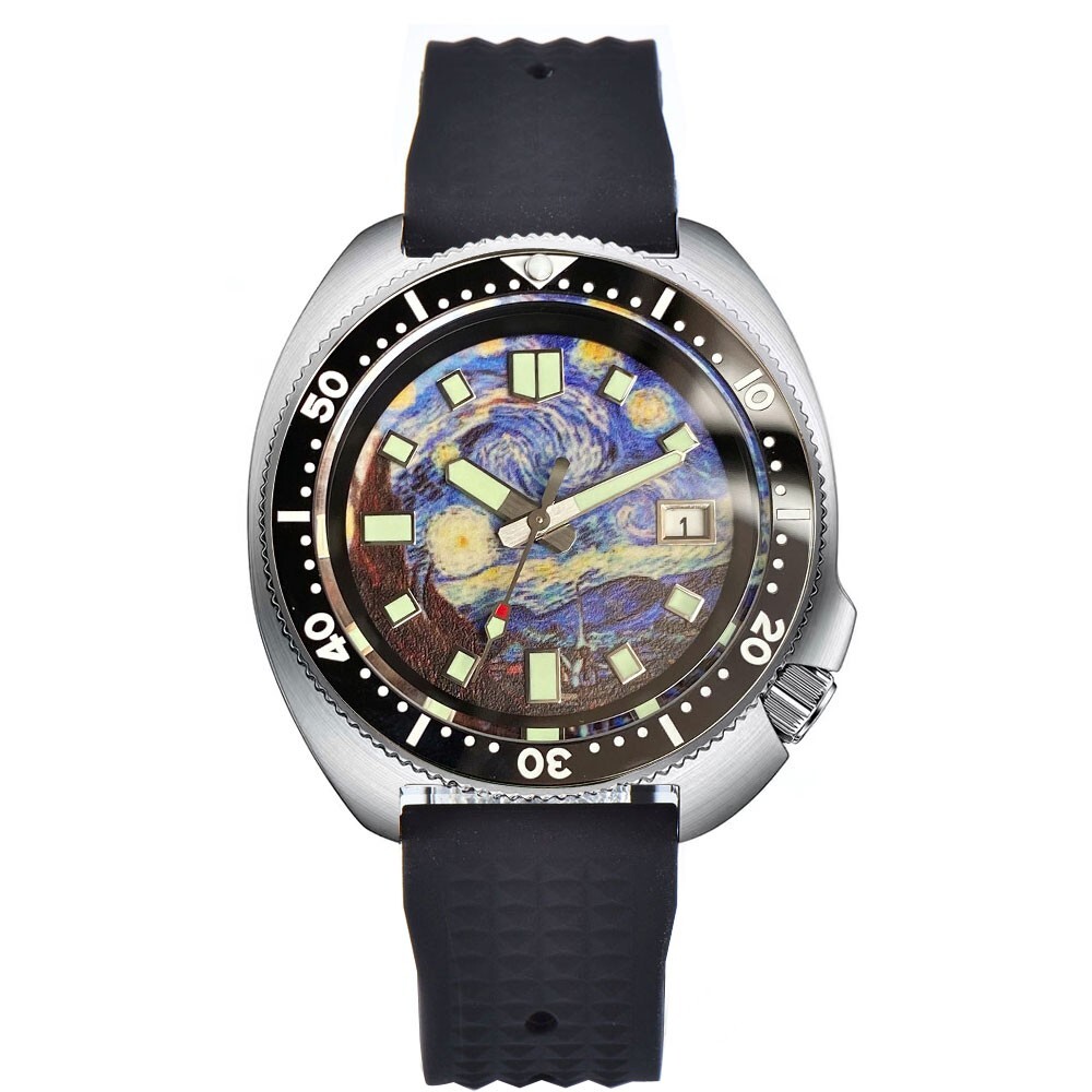 20ATM Diver 44mm NH35 Mechanical Men Watch Sapphire Full Lume Dial 120 Clicks