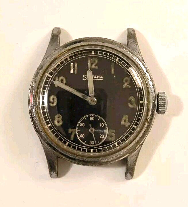 Vintage SILVANA German Army Wehrmacht Military DH Watch Wristwatch Ticking WW2
