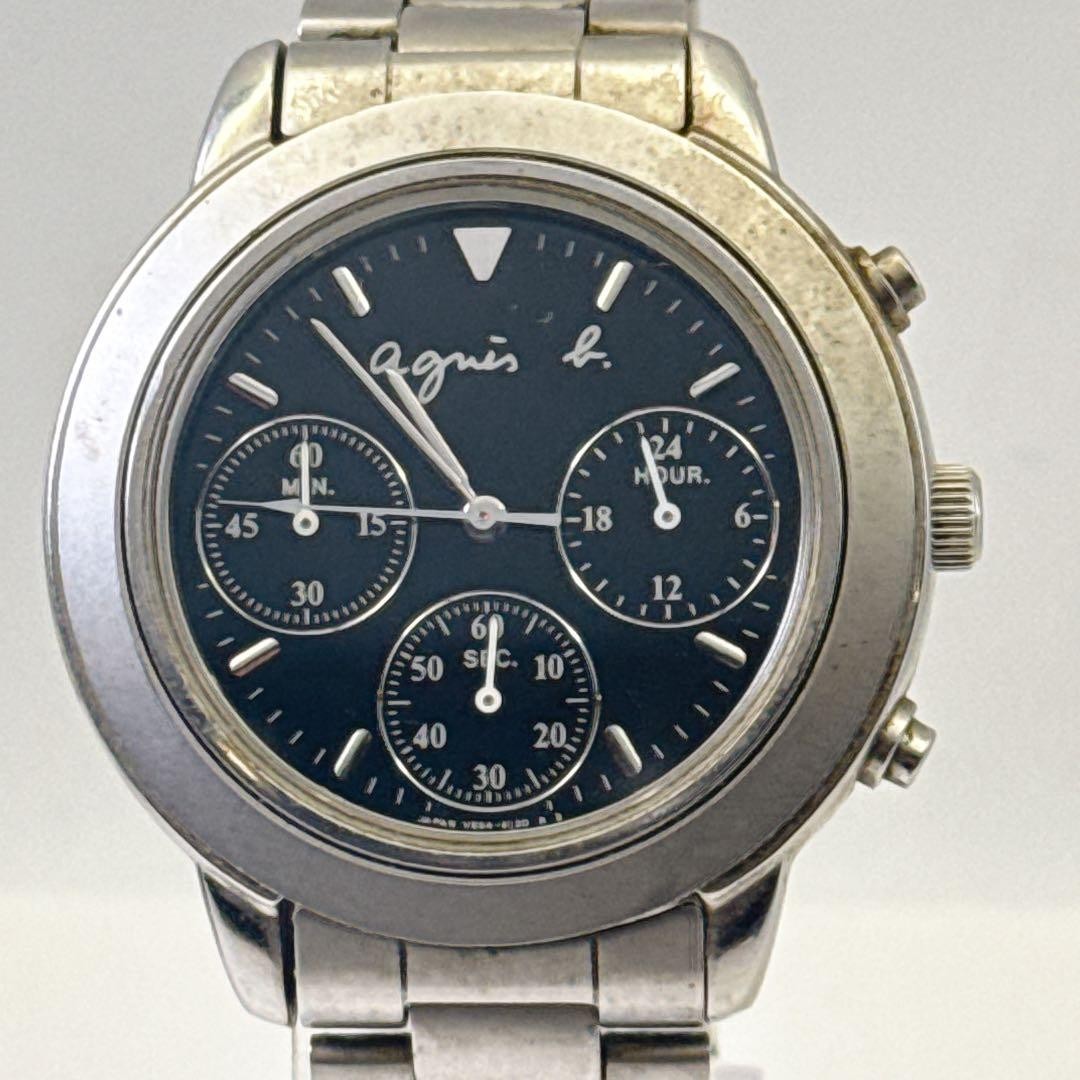 Agnes b. V654-6100 Quartz Analog Men Black Dial Chronograph Wristwatch