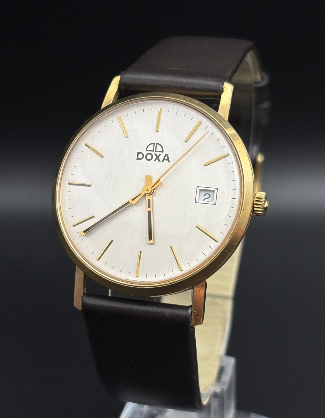 Vintage DOXA Men’s Watch Gold Plated 35mm Manual Wind Swiss Made 1970s Classic