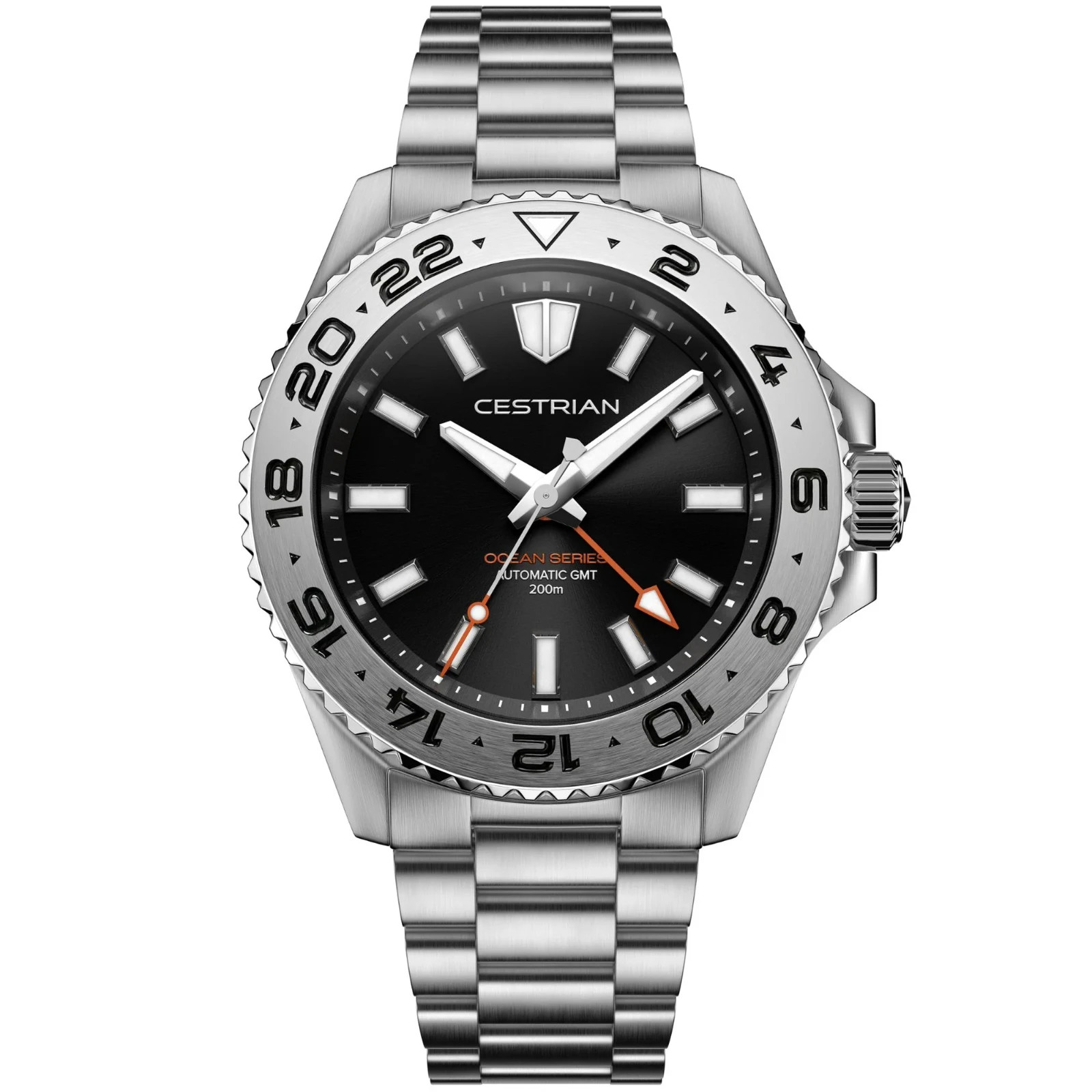 Cestrian Ocean Series Men’s Watch CO-BKS001 Black Dial Steel Bracelet GMT 200M